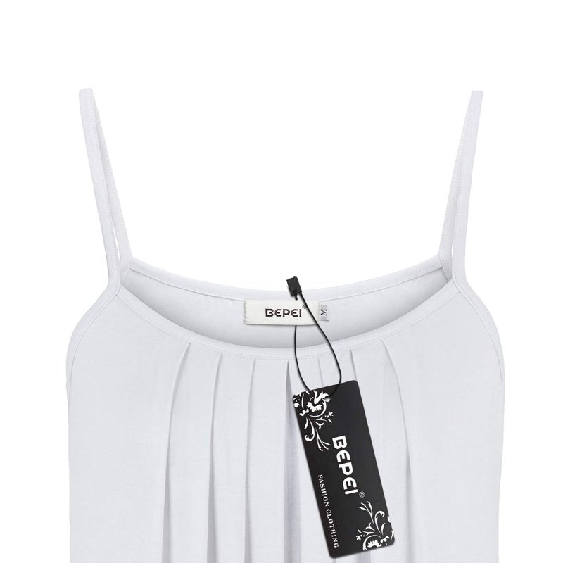 BEPEI Sleeveless Tops for Women,A Line Cami Tank Figure Flattering Designer Apparel Tunic Deep V Neck Blouse Street T-Shirts Summer Camisole Fashion 2026 Spring Spaghetti Strap,White L - Image 3